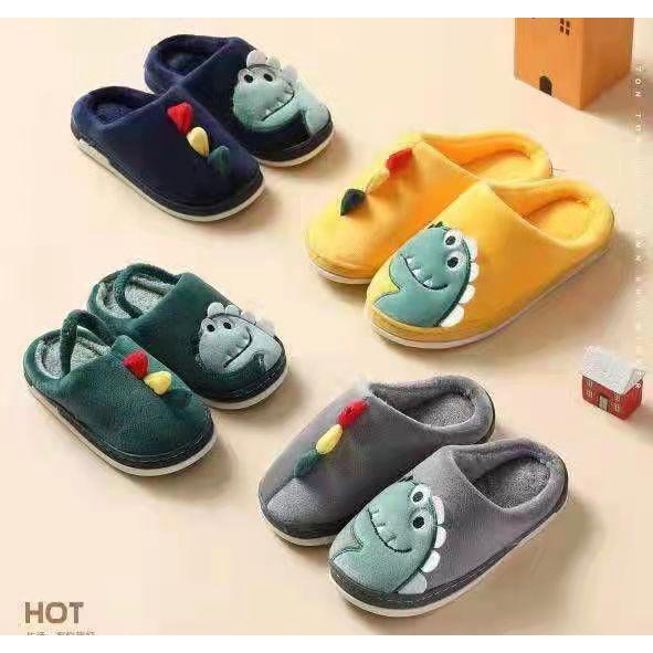 Pantufa Dinossauro De Desenho Animado infantil De Inverno Quente Antiderrapante - Confortável