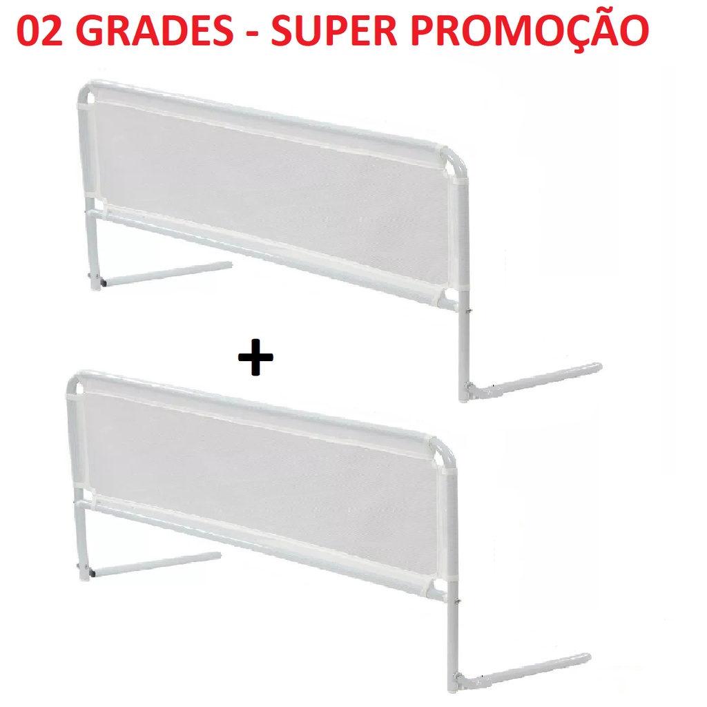 Kit Com 2 Grades Para Cama - Proteção Tela Segurança Crianças - Bebê E Idosos - Serve cama Normal e Box