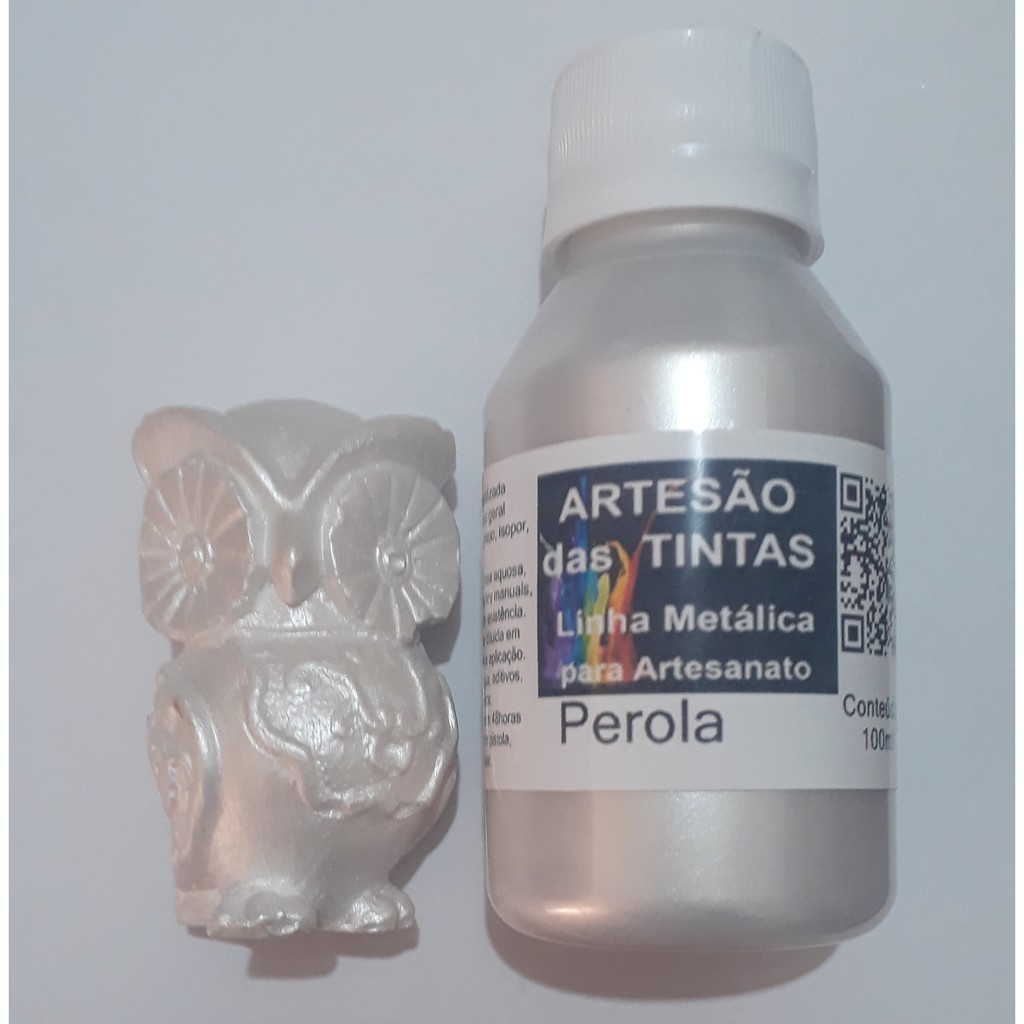 Tinta PEROLA BRANCA Metálica para Artesanato - 100ml