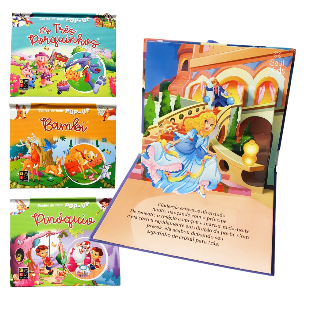 Livro Infantil 3D Contos Clássicos Pop Up Imagem 3d Livros Conto de Fadas