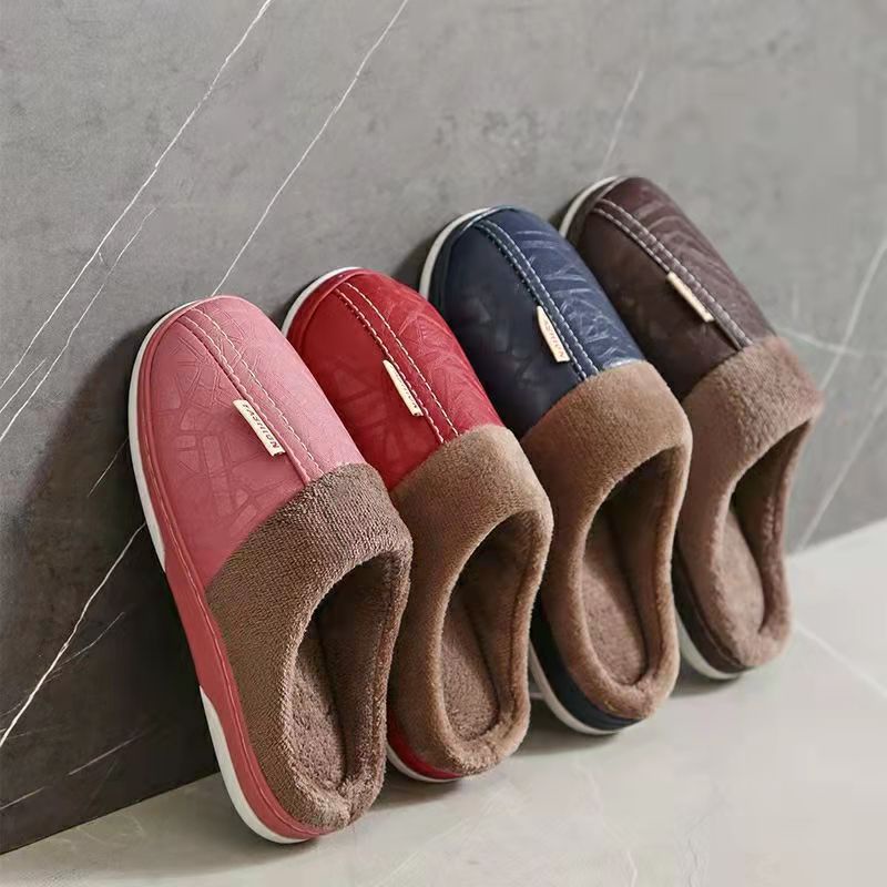Pantufa Couro sintético Impermeável De Inverno Quente Antiderrapante confortável para Adulto