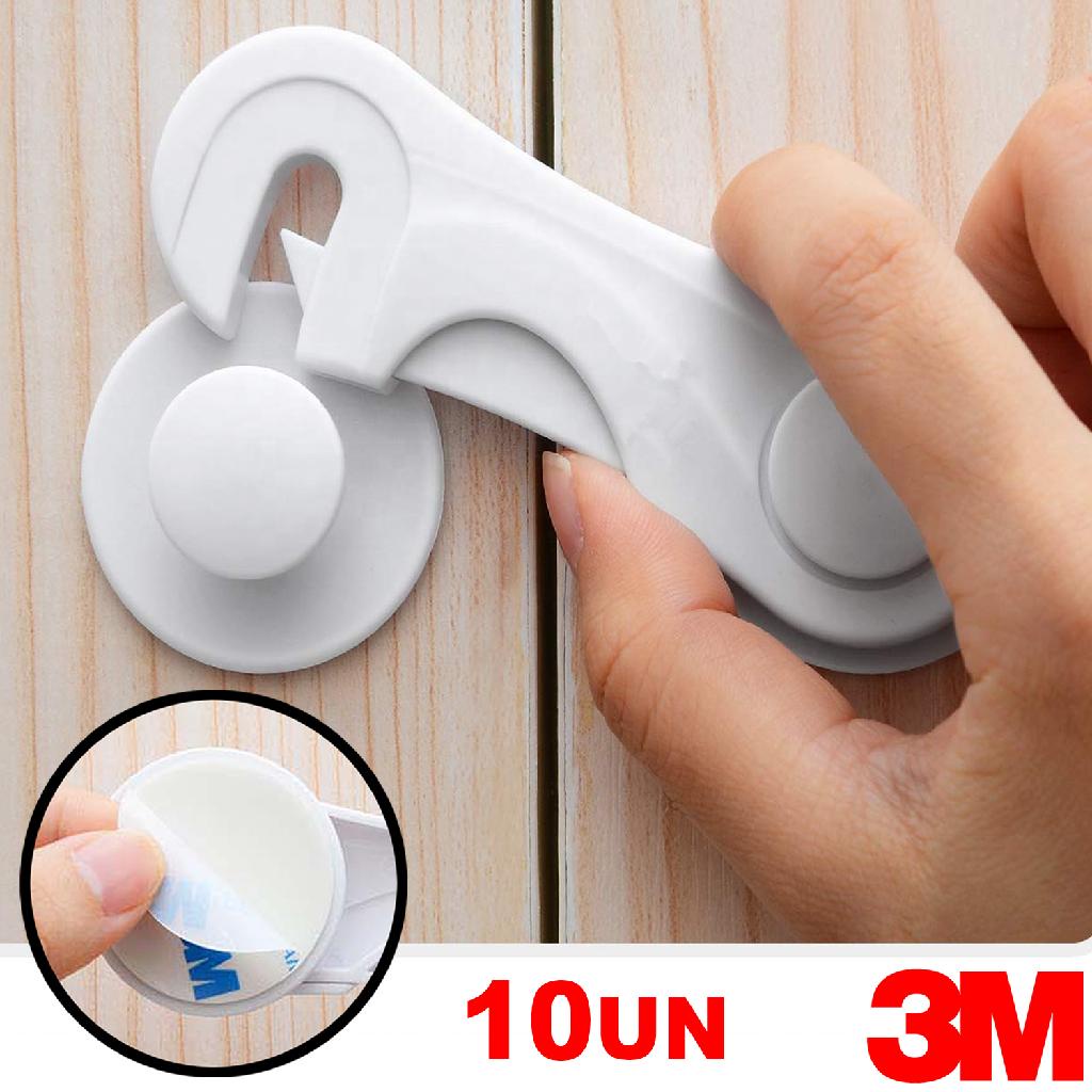 Vittak Kit Trava De Gaveta Armário Porta Segurança Bebê Proteção Criança Adesivo 3M – Kit com 2, 5 ou 10 Unidades