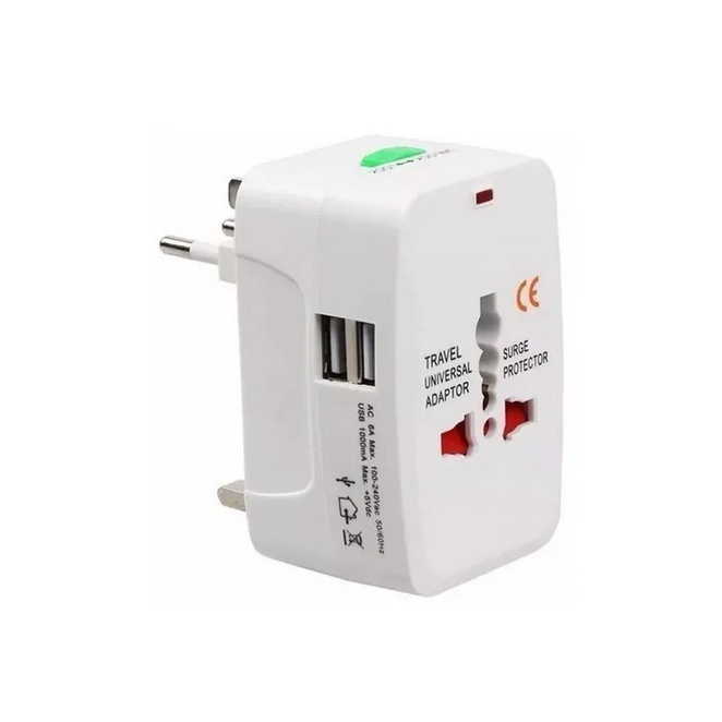 Adaptador De Tomada Universal Com 2 Usb Viagem compatível 150 Países LUKTON LUT-002