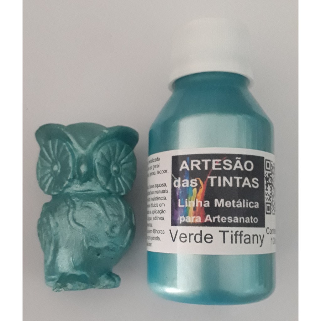 Tinta Metálica VERDE TIFFANY - Tinta Para Arte e Artesanato, gesso - 100Ml