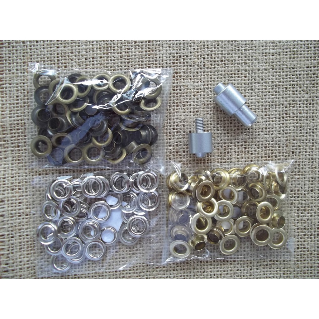 kit matriz ilhós + ilhós + arruelas +  matriz rebite n. 3 + rebites n. 3  material de primeira linha que nunca enferruja