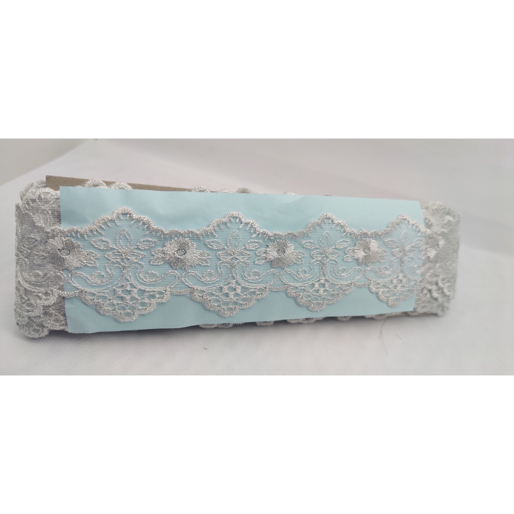 Renda Guipir Metalizada CL72 – 5cm x 13,7m | Prata, Acabamento Cama, Mesa, Artesanato