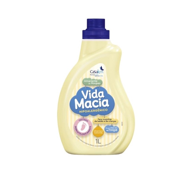 Amaciante Vida Macia para Roupinhas e Roupas de Bebê e Crianças Glicerina e Camomila 1L