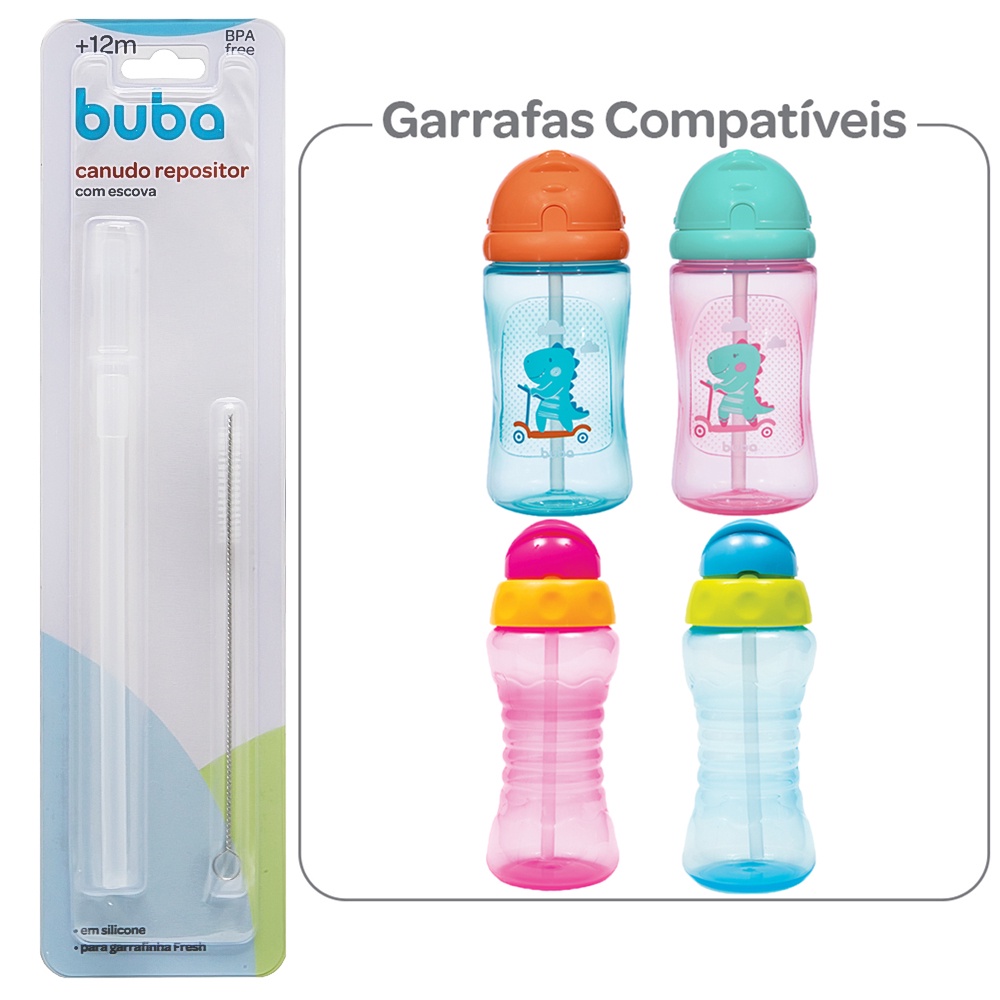 Refil Canudo Com Escova Compatível Garrafa Garrafinha Buba