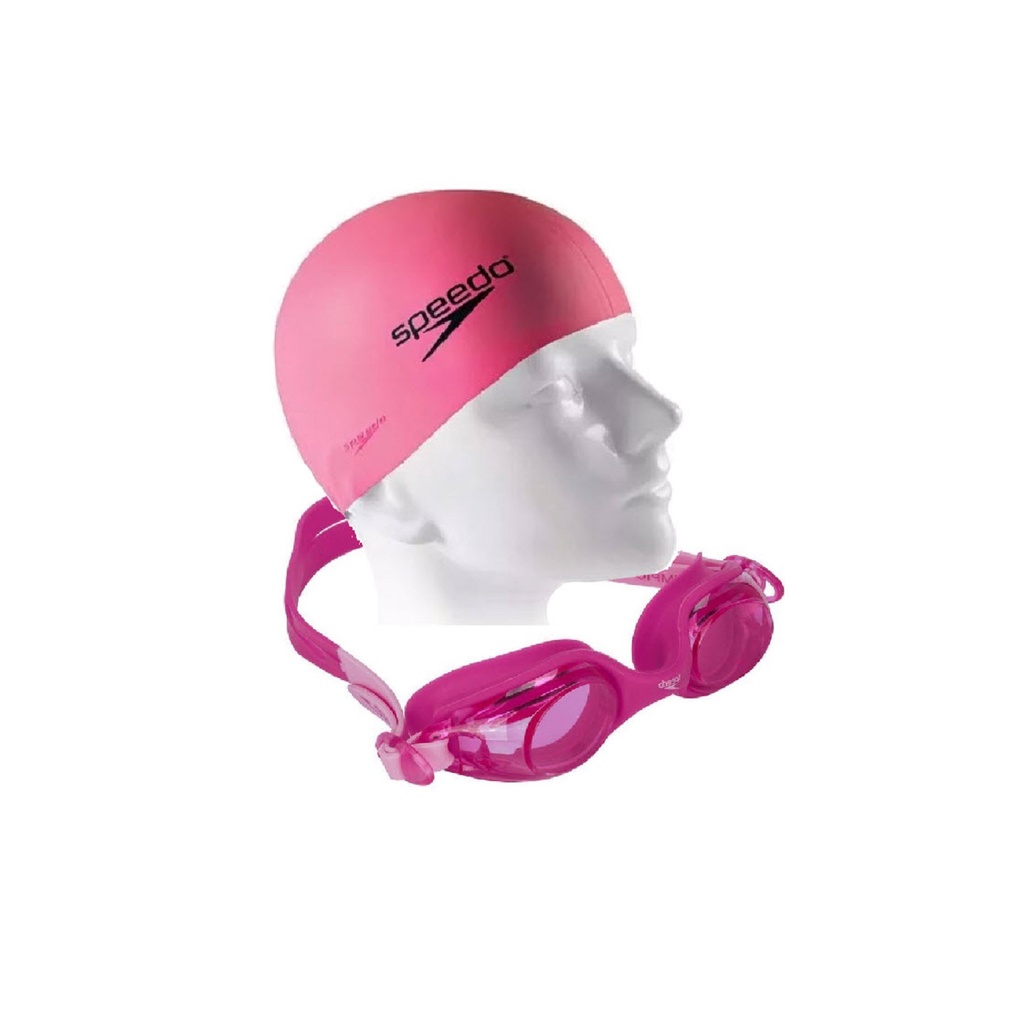 Kit Natação Speedo Óculos Jr Olympic Infantil 4 a 12 anos + Touca Flat Silicone