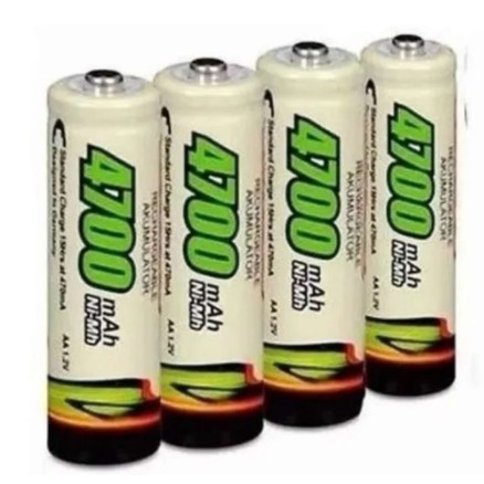 Kit 4 Pçs/Cartela Pilha AA Recarregável de 4700mAh