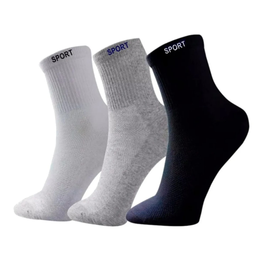 Pacote com 12 Pares de Meias Masculino Sport