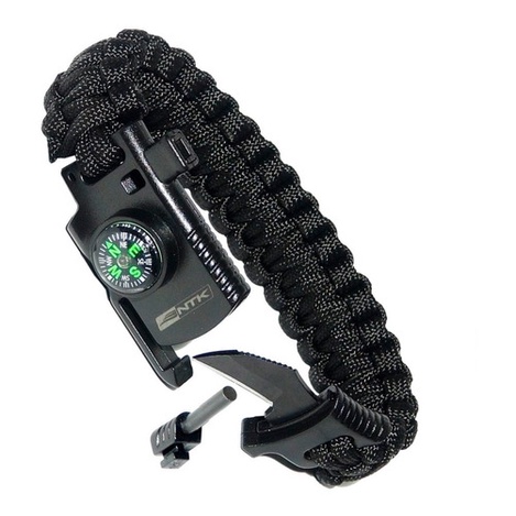 Pulseira Paracord Gac Ntk Canivete Pederneira Apito Bússola