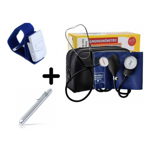 Kit Esfigmomanômetro + Estetoscópio + Garrote + Brinde