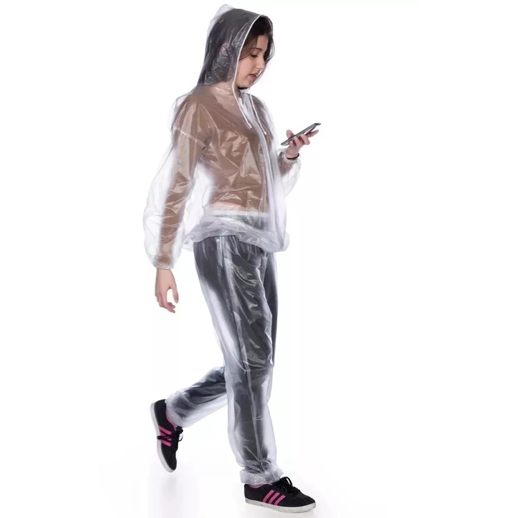 Conjunto De Chuva Ciclista Moto Nikokit Transparente Tamanho M