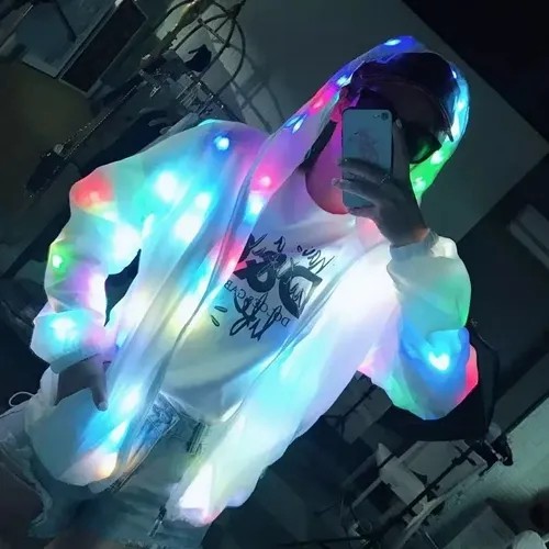Jaqueta Corta Vento E Prova Dágua Led Unisex Raves E Festas
