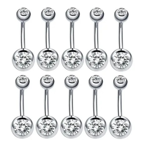 Piercing De Umbigo Em Aço / Strass