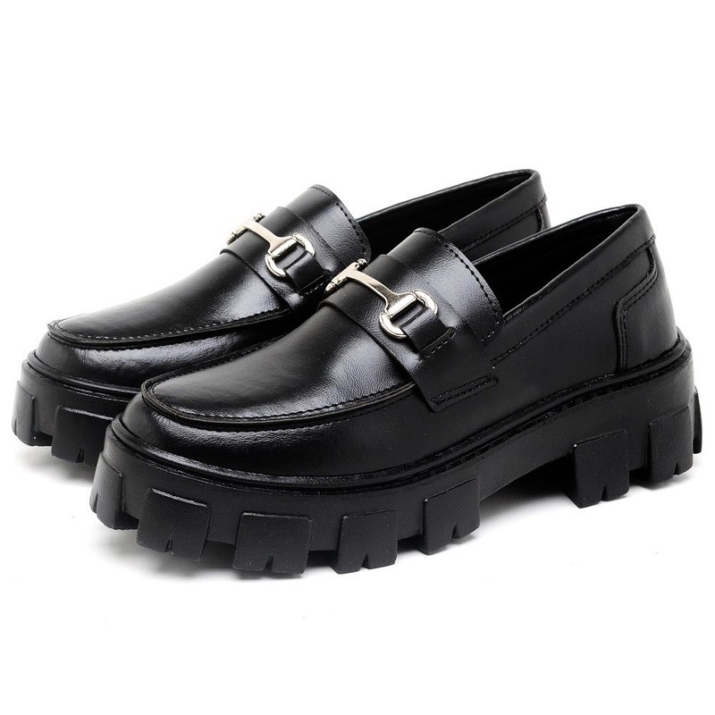 Sapato Mocassim Dubuy Oxford Feminino Tratorada Preto Still 1412FG