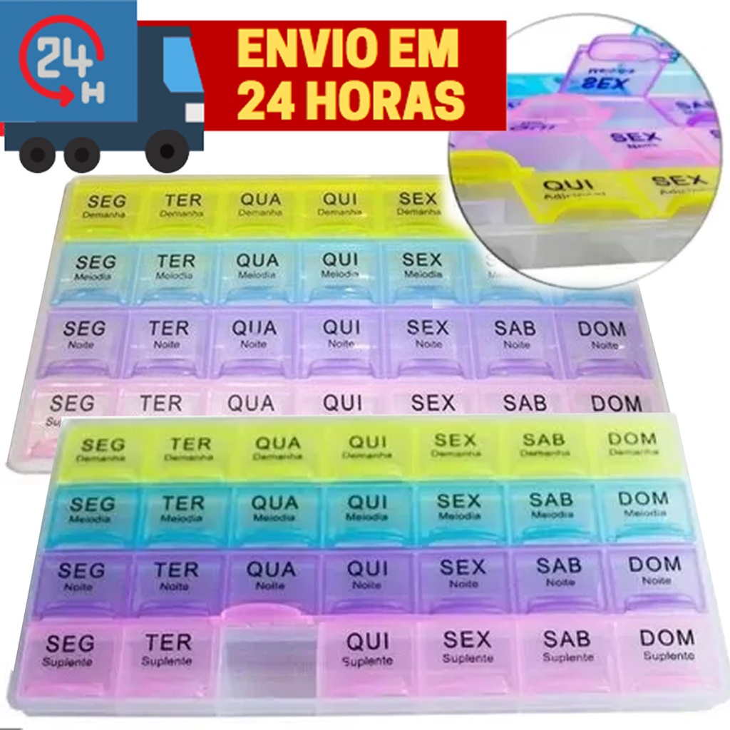 Porta Comprimido Organizador Remédio Manha Tarde Noite e Adicional