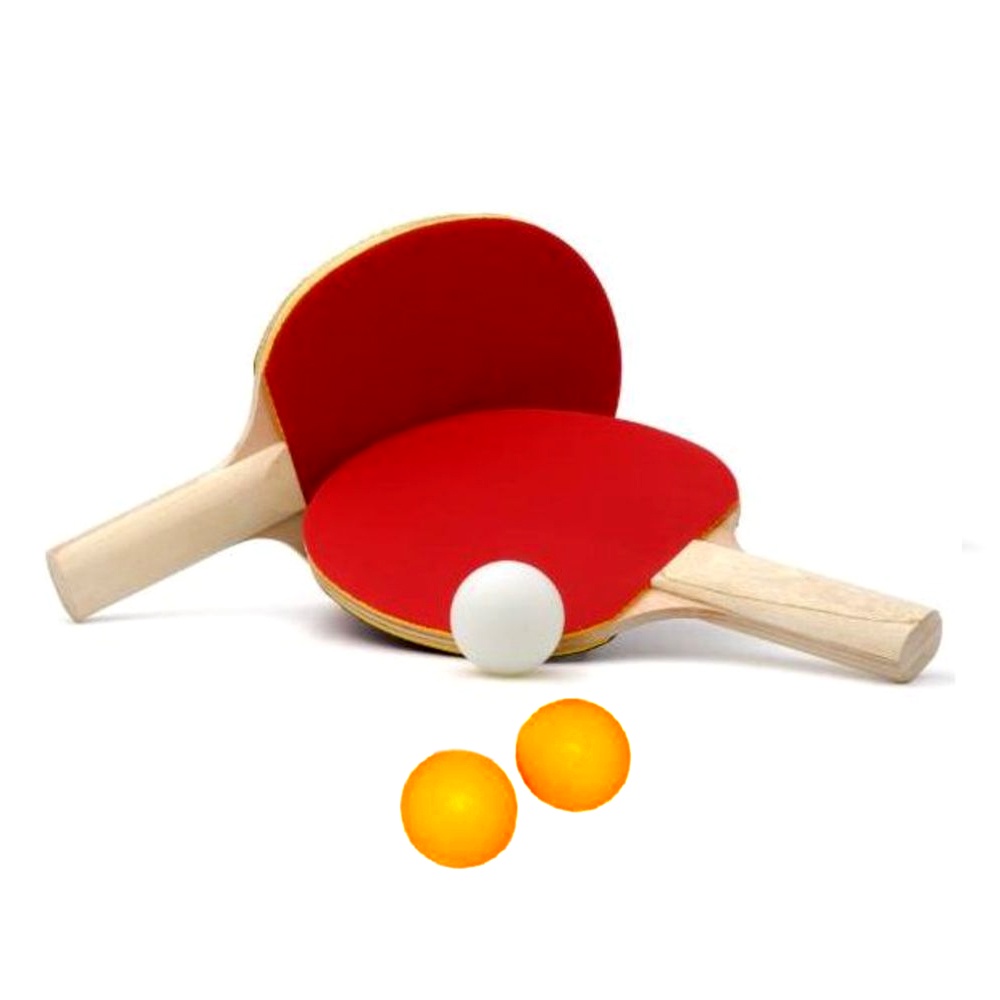 Kit  2 Raquetes + 3 Bolinhas Pingpong Tênis de Mesa Material Reforçado