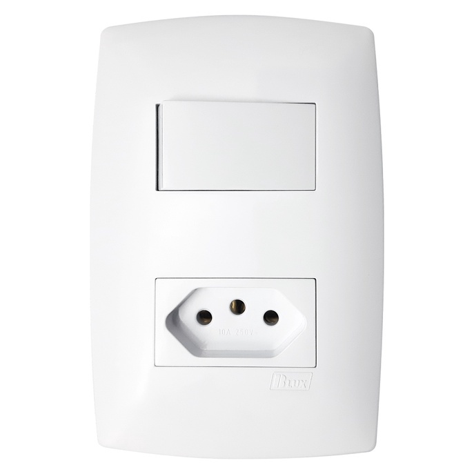 Conjunto Tomada 20A + Interruptor Simples - Blux Linha Home