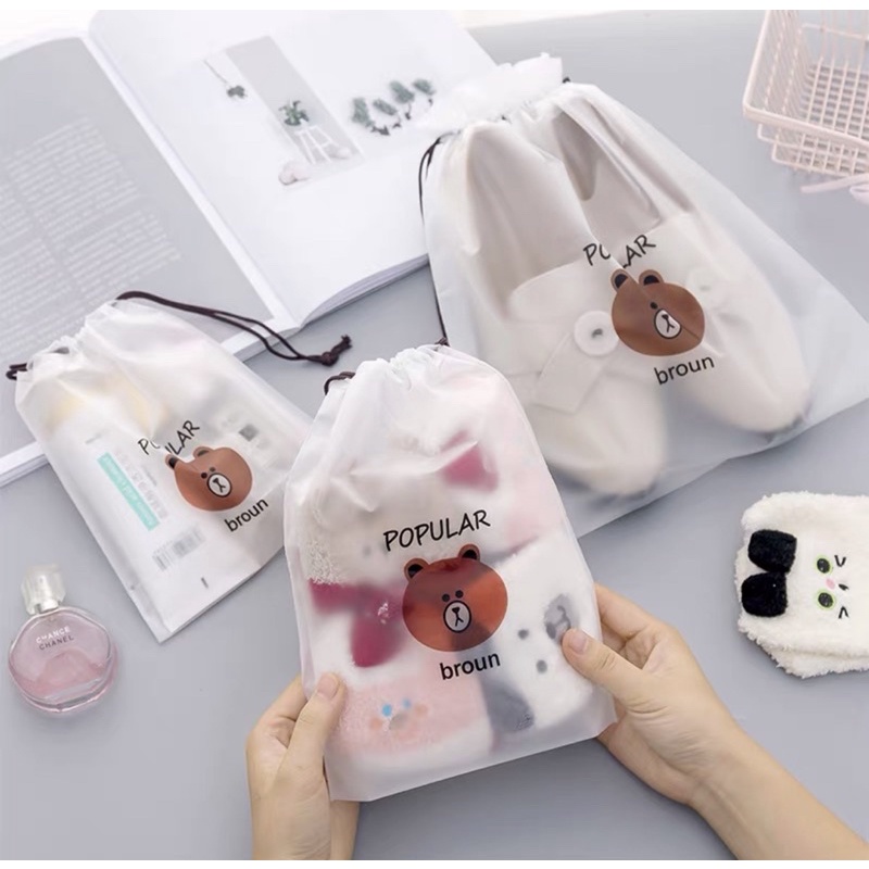 Kit 5 Sacos Reutilizáveis Para Guardar Peças De Viagem Presente Urso/cereja Multifuncional Enviar Rápido