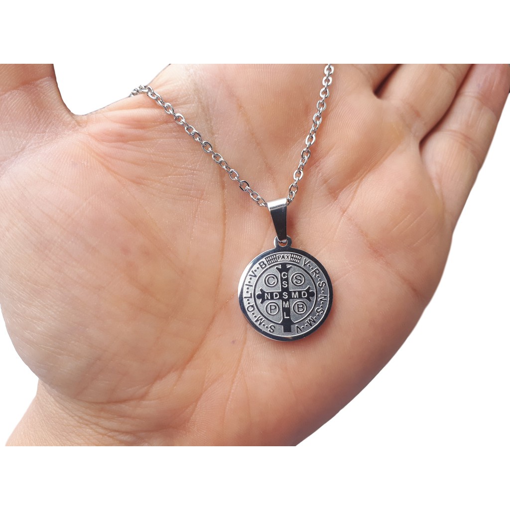 Corrente Com Medalha De São Bento Aço Inox Inoxidavel