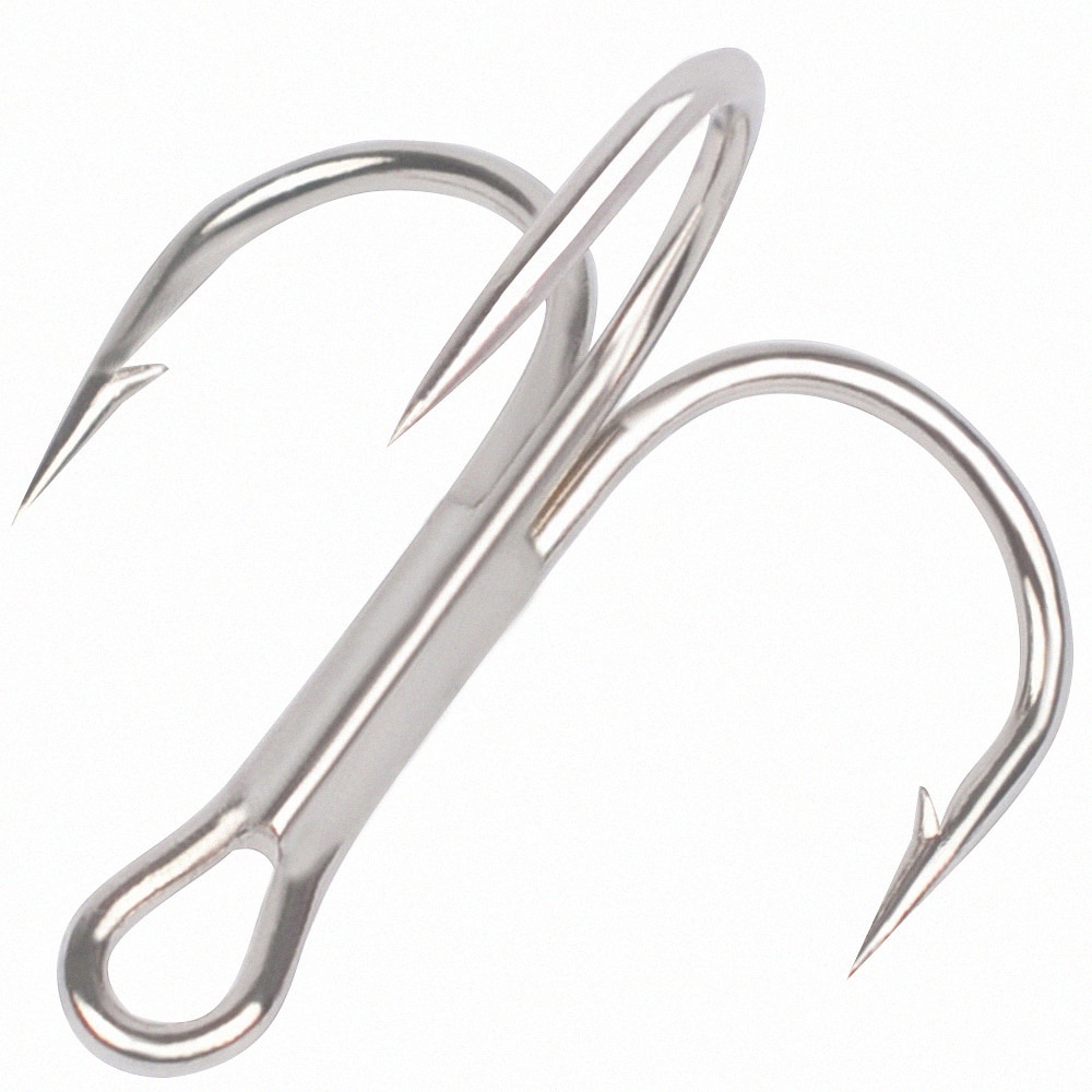 50Pcs Agudos Ganchos De Pesca Gancho De Carbono De Alta Ganchos Sólidos 2/4/6/8/10/12 /14# Triplo Farpado Anzóis De Aço