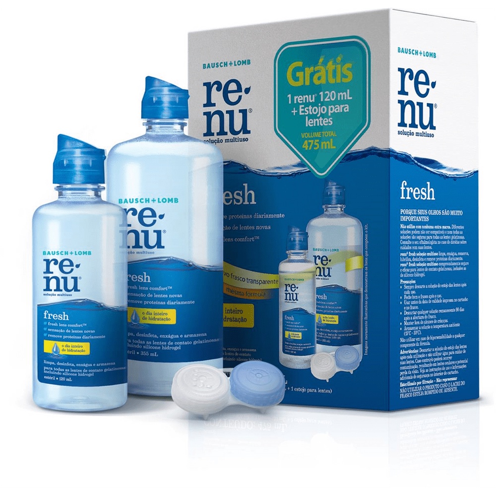 Kit Renu 475ml + Estojo VALIDADE 02/27 - Solução de Limpeza Para lentes de Contato