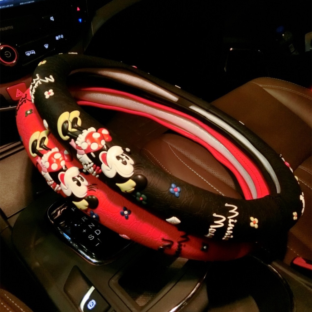 38cm Universal Dos Desenhos Animados Mickey Mouse Bonito Capa De Volante Silicone Sentir Antiderrapante Acessórios Inter