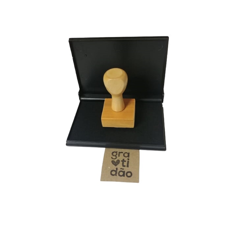 Carimbo 4x4  Cm Personalizado + Carimbeira Para Sacola Kraft