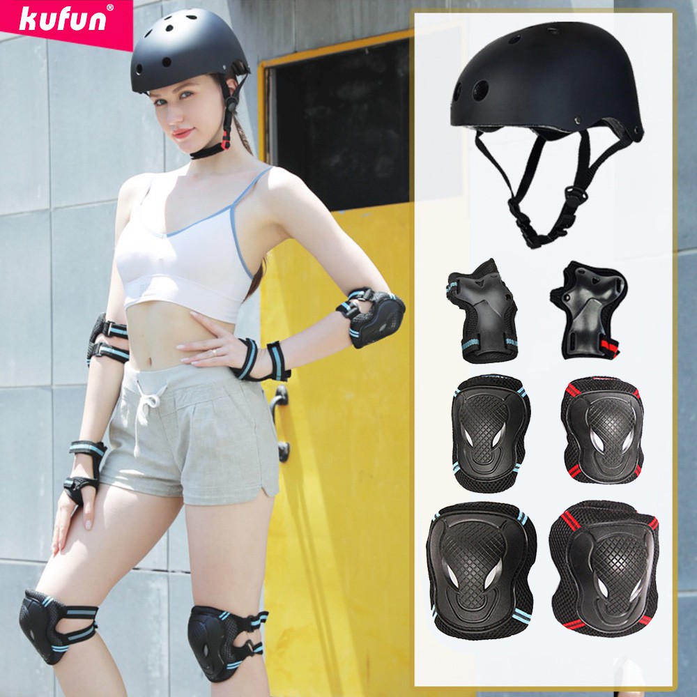 KUFUN Patinação Ciclismo Skate Cotoveleiras Joelheiras Almofadas De Pulso Conjunto De Equipamentos De Proteção De Segura