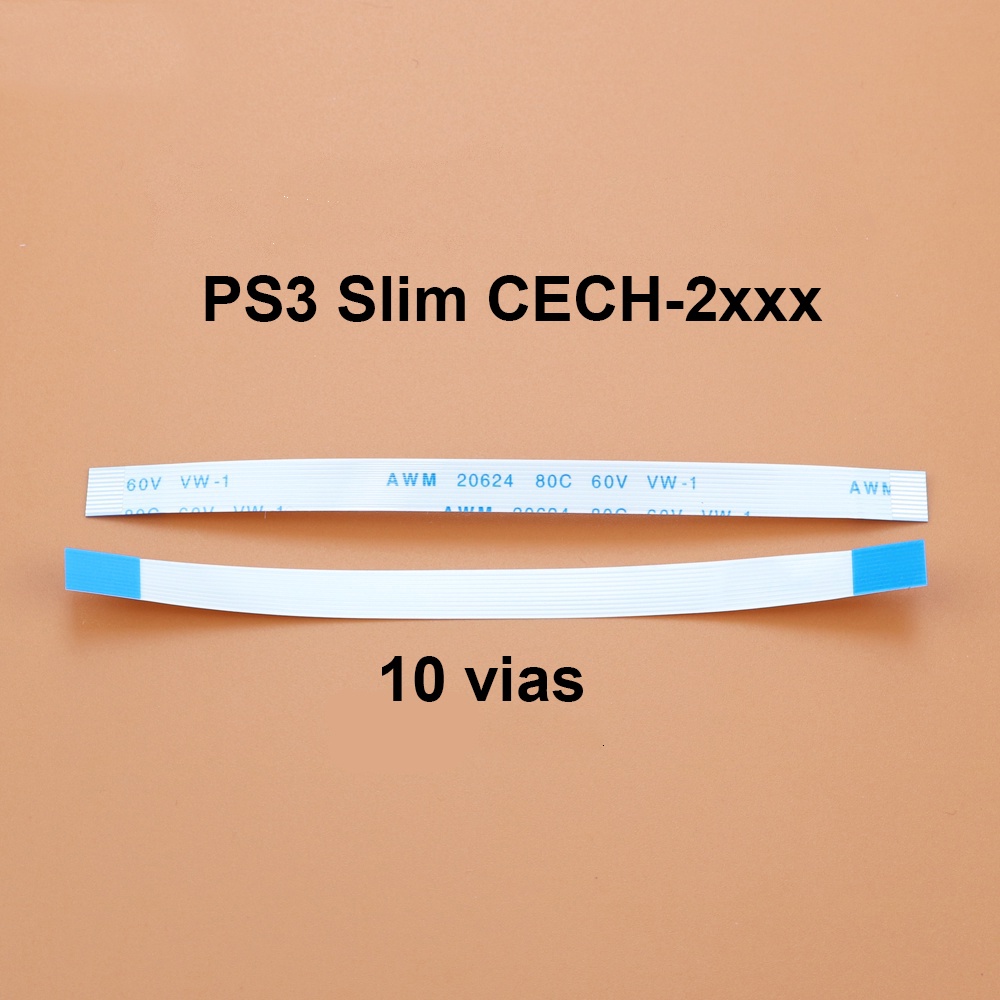 Cabo Flat Power 10 Vias PS3 Liga Desliga Reparo Playstation 3 Slim - CECH-2000