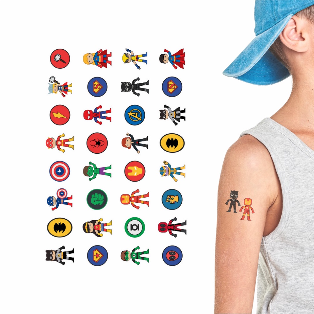 160 Tatuagem Infantil Temporária Heróis II | Kit Festa 32-054