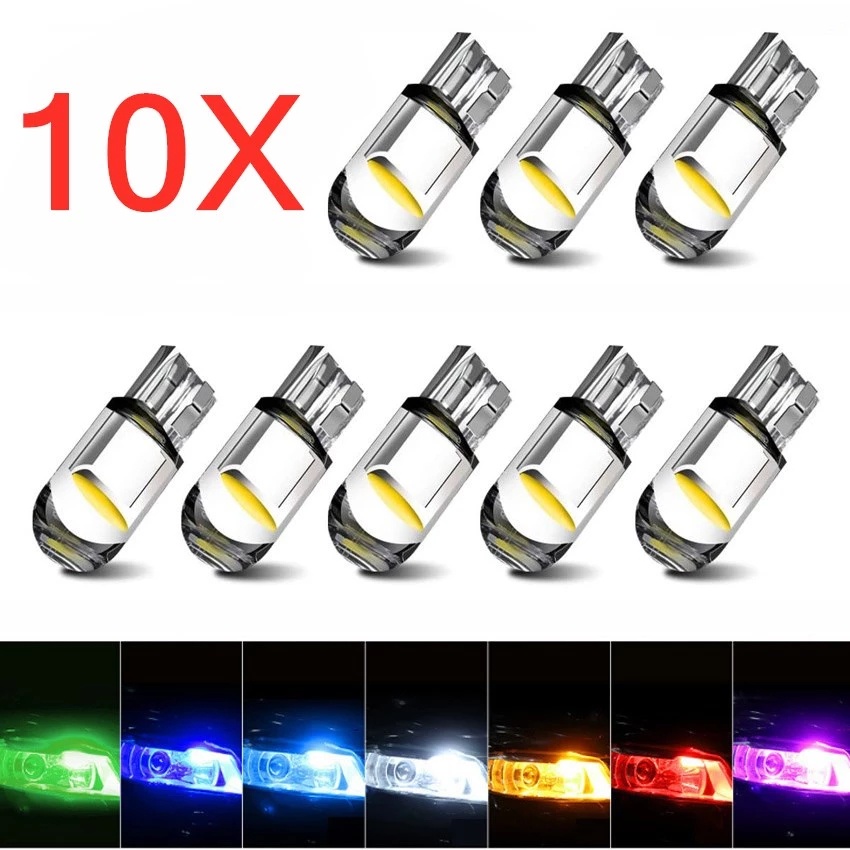 10 Pcs W5W Led T10 COB Luz Do Carro De Vidro 6000 K Branco Automobiles Matrícula Lâmpada Dome Ler DRL Estilo 12 V