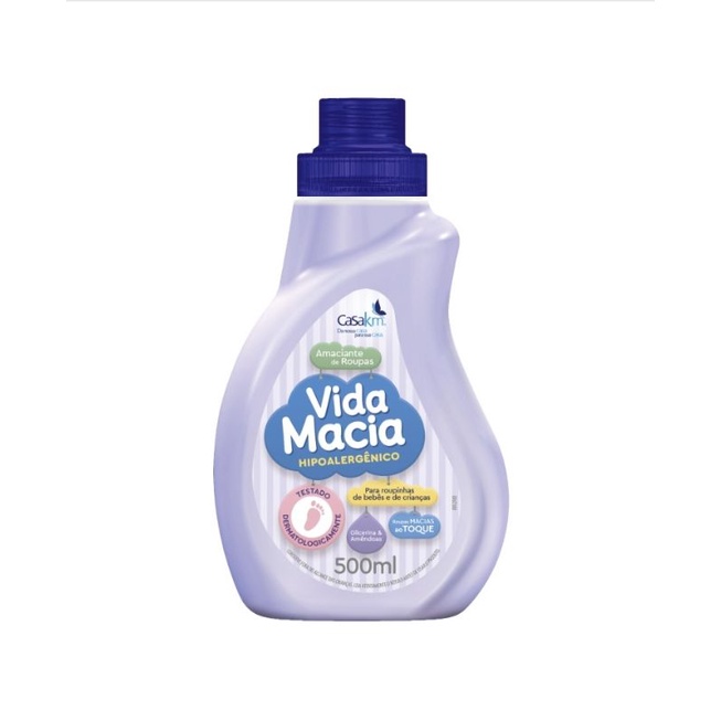 Amaciante Vida Macia para Roupinhas de Bebê Bebe e Crianças Vida Macia Glicerina e Amêndoas de 500 ML