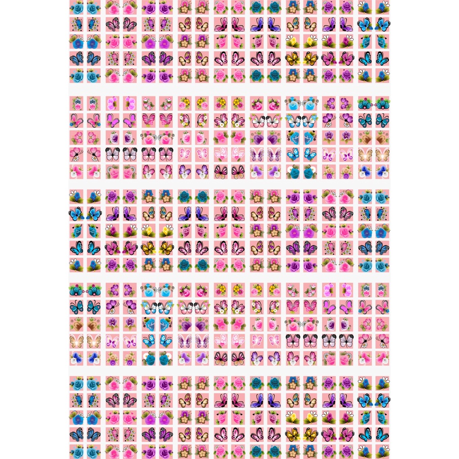 450 adesivos de unha 3d floral flores e borboletas no cartelao pre pronto