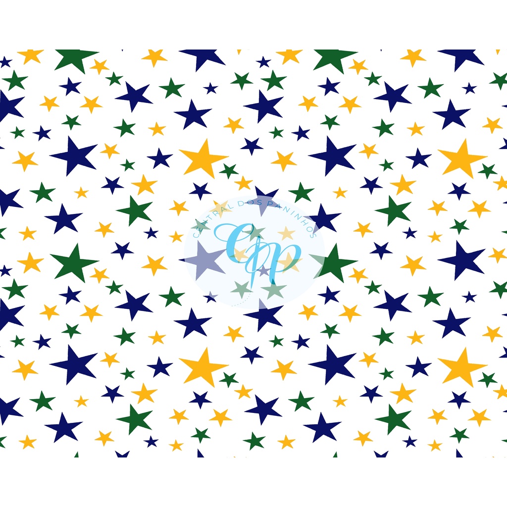 Tecido tricoline, microfibra ou gabardine - Estrelas copa do mundo - Brasil - 0.50CM