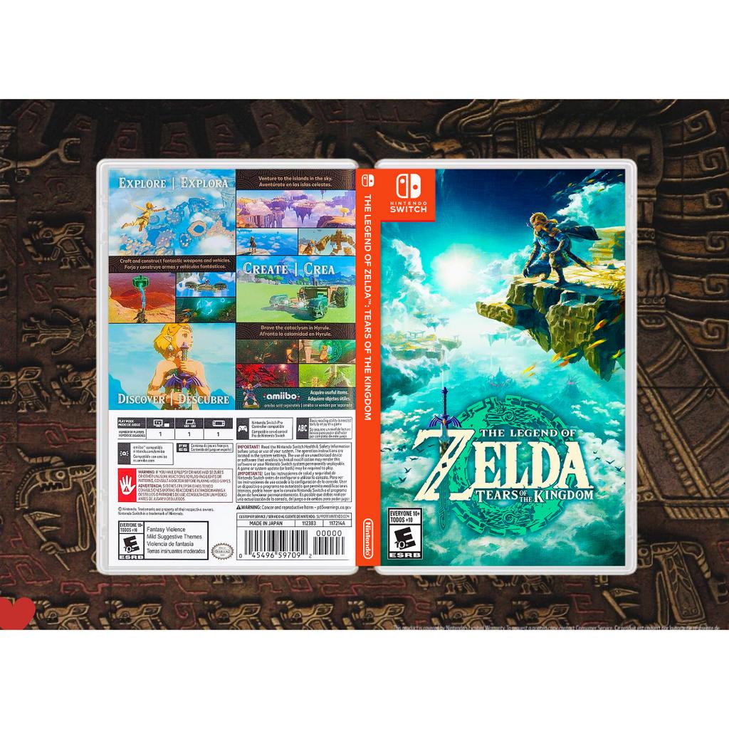 The Legend of Zelda Tears of the Kingdom Encarte Impresso - Reposição de Capa Frente e Verso - Substituição de Capinha e Case / Caixa