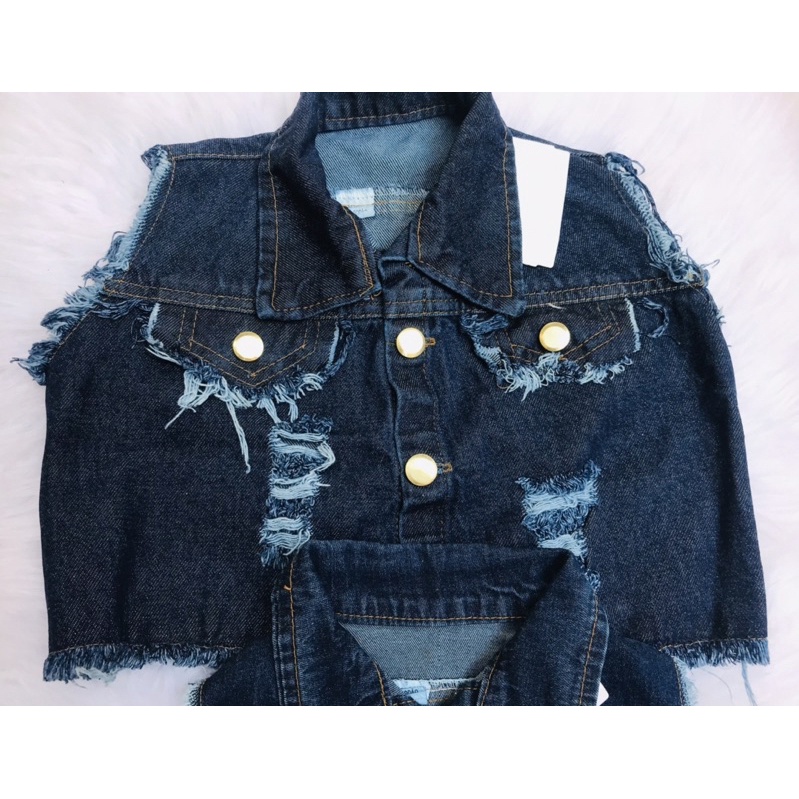 COLETE JEANS FEMININO INFANTIL JUVENIL DESTROYED