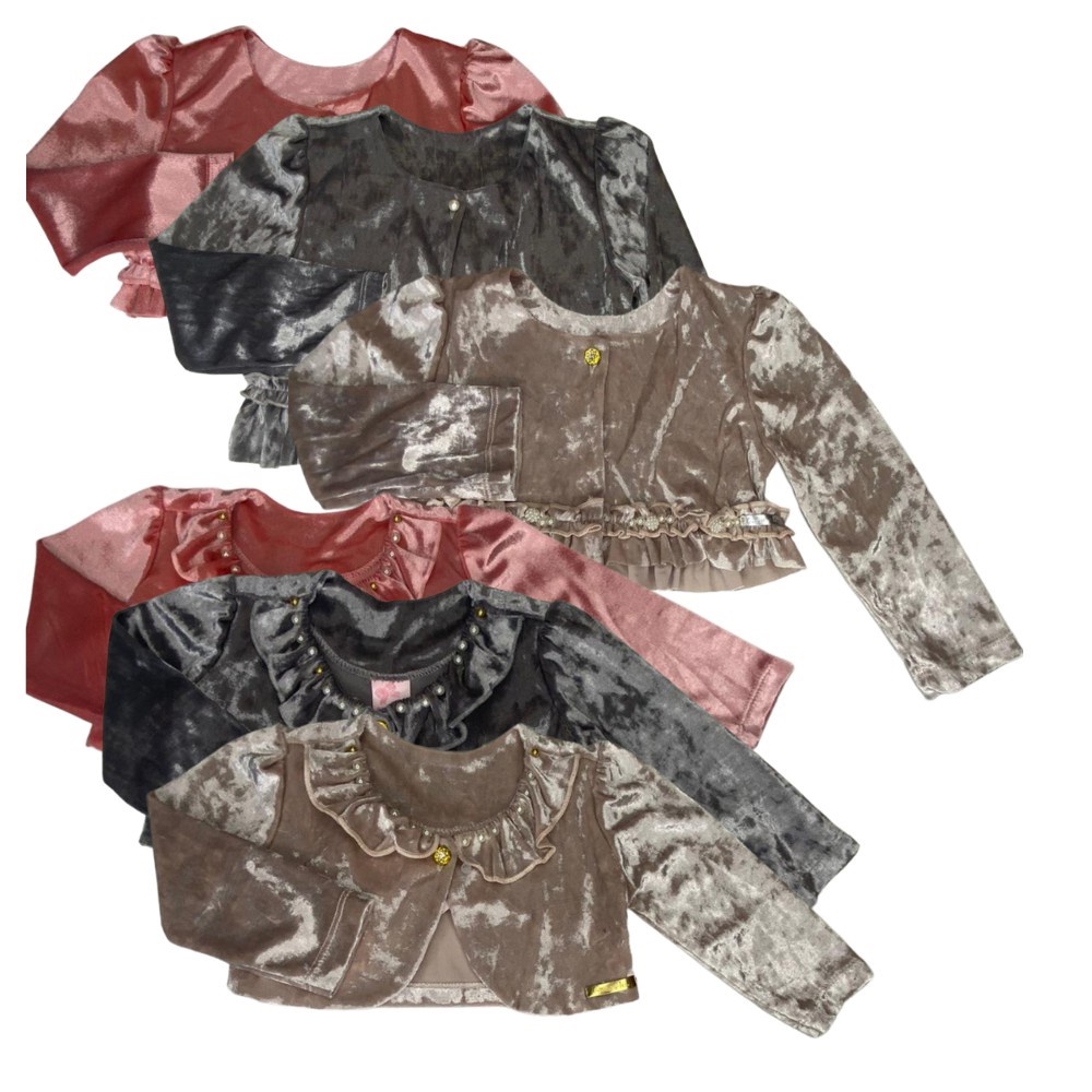 Boleros Brilhante Luxo Para Meninas Festa Batizado Plusch Cristal COM GOLA PaoG 1ao3
