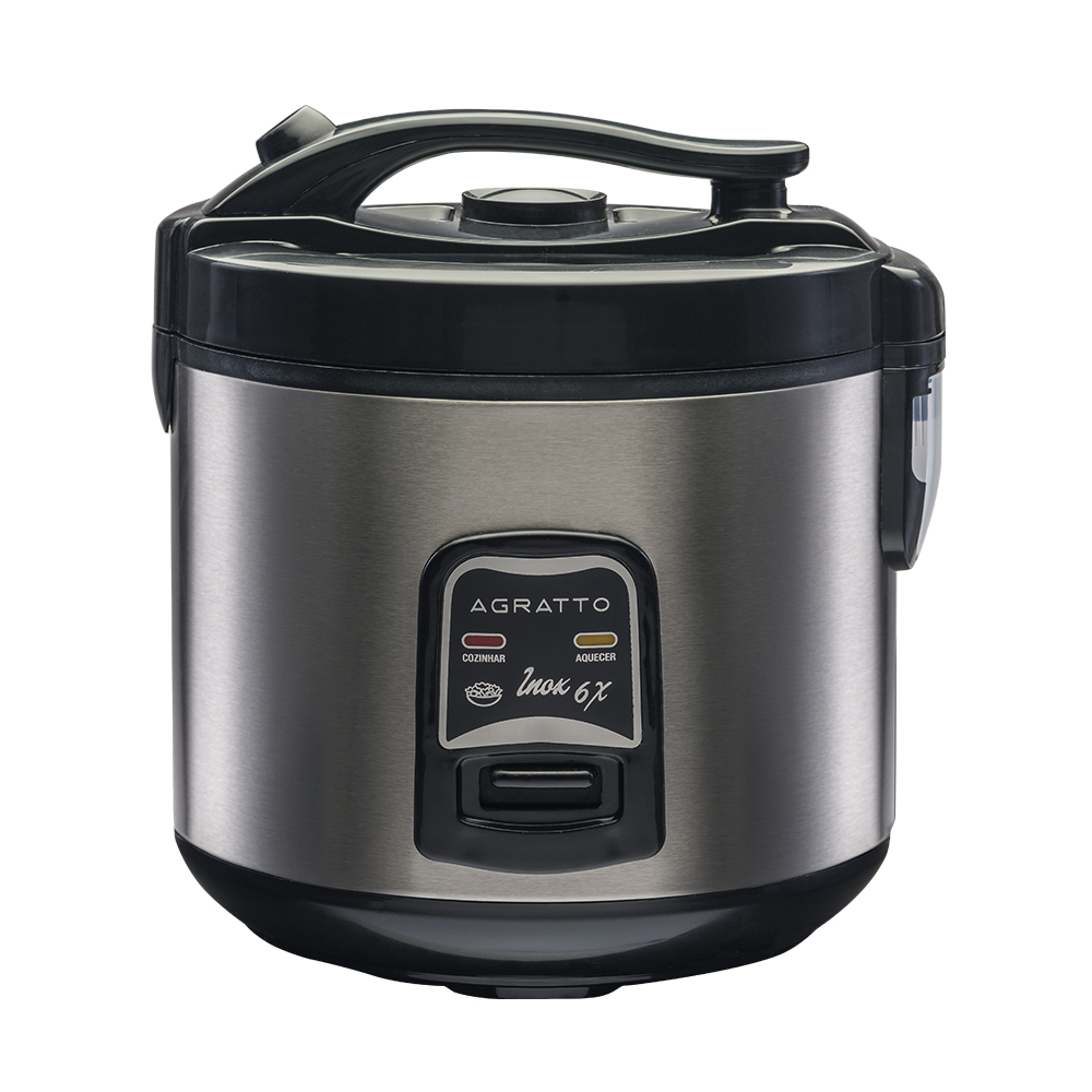 Panela Elétrica de Arroz Agratto Inox 6 Xícaras 7,2L com Visor de Vidro Preta