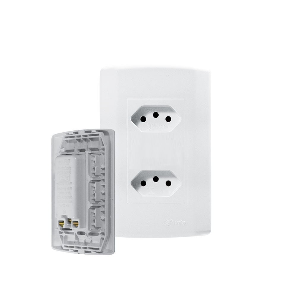 Tomada dupla 2 tomadas 10A monobloco 250V 4x2 Pluzie Pluzi Modular