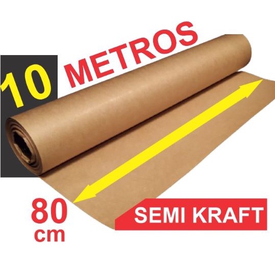 10 METROS DE PAPEL PARDO SEMI-KRAFT C/ 80 cm DE LARGURA, para Moldes e embalagens