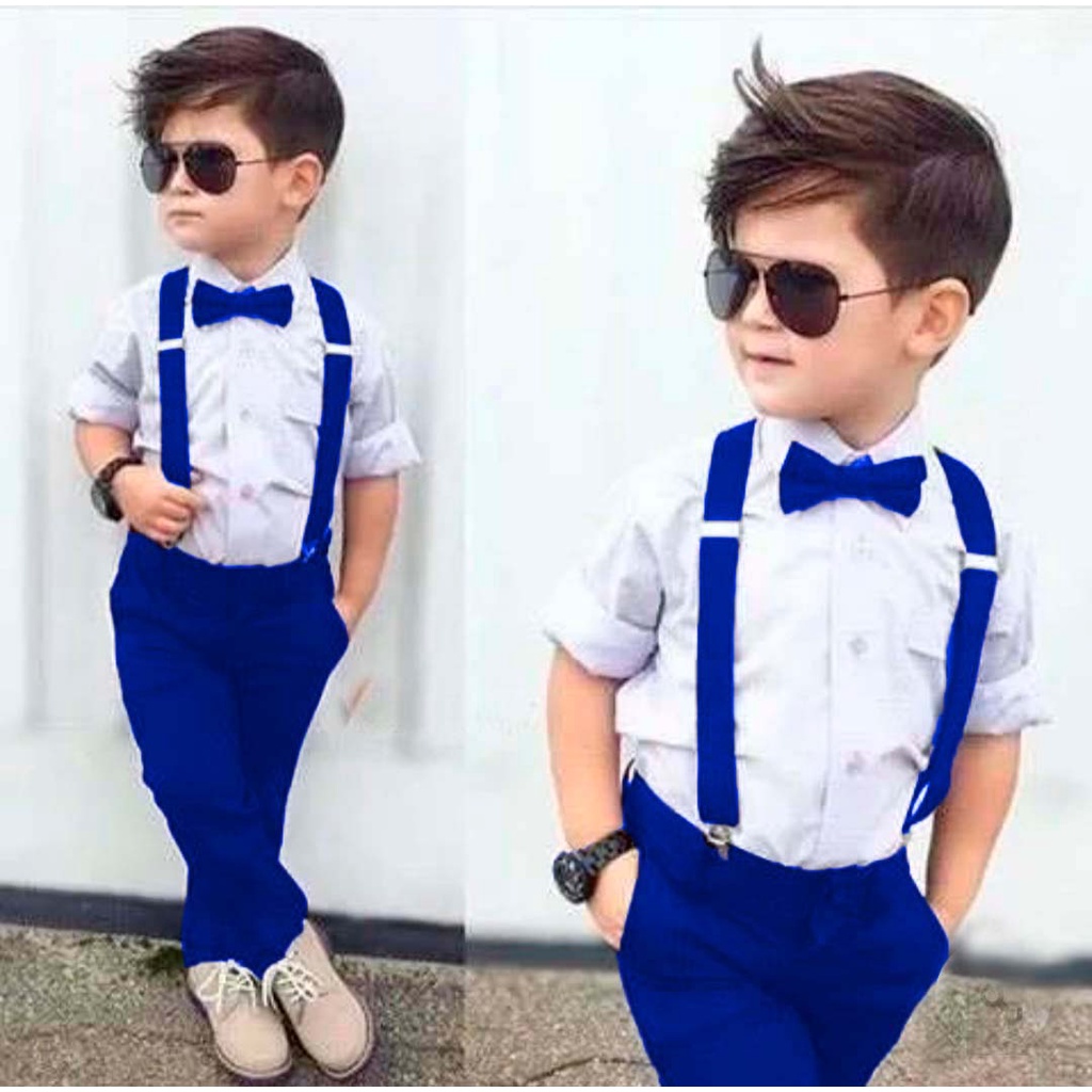 Conjunto Menino Festa Page Social Bebe suspensório Gravata 1 a 14 anos