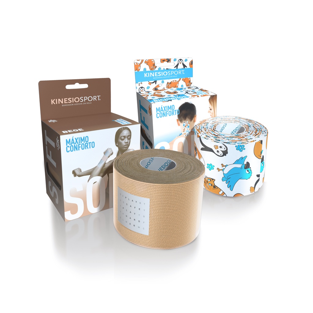 Fita Kinesio Sport Original Soft Máximo Conforto 5cm X 5m Cor Lisa ou Estampada
