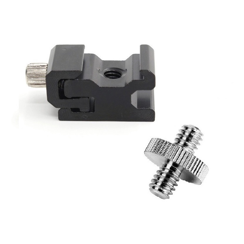 Adaptador Sapata Flash + Adaptador Duplo Rosca 1/4 Ajustável