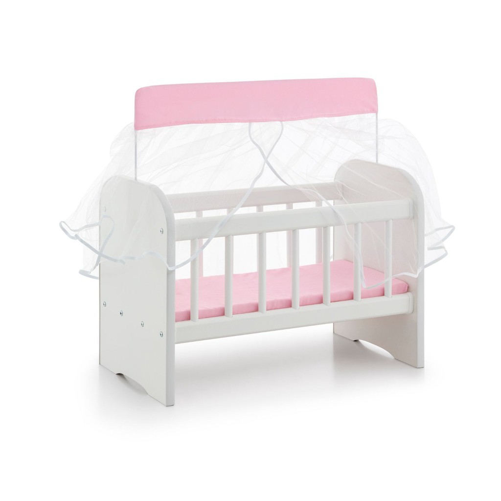 Berço de Boneca com Colchão e Véu Mosquiteiro – Brinquedo Infantil