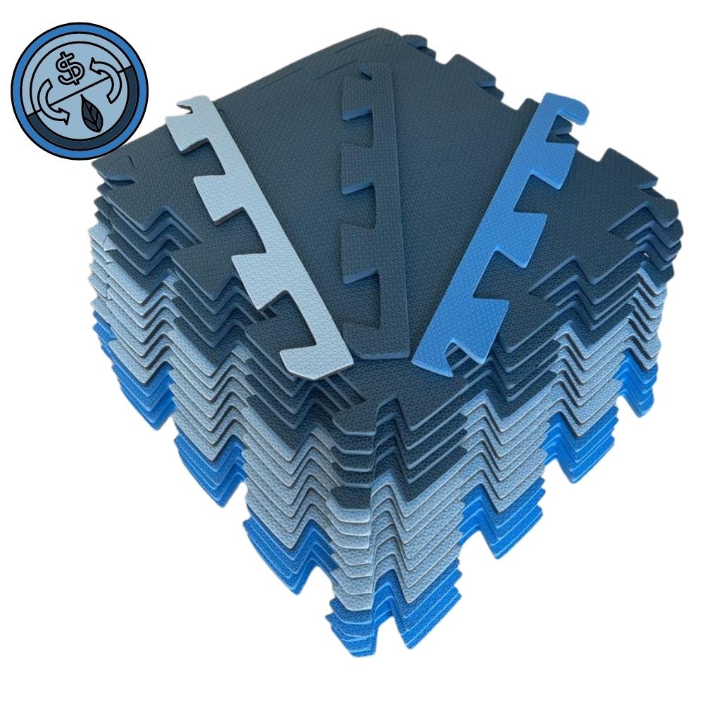 Kit 20 Tatames - EVA Tons de Azul Econômico - 50x50x1 cm.