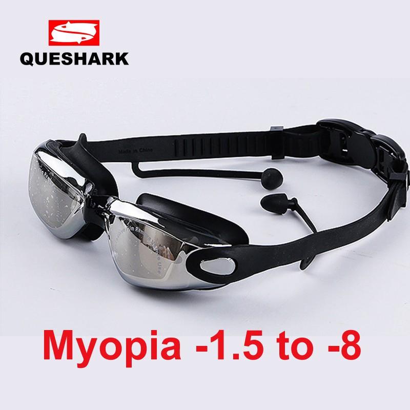 Óculos De Natação Profissionais De Silicone Myopia Com Plugue De Ouvido Anti-Embaciamento Ou UV Transparente