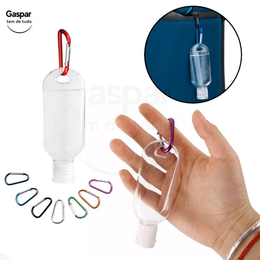 Porta Alcool Gel Frasco Mochila Chaveiro Com Mosquetao Bolsa Com Tampa Flip